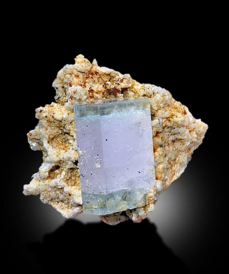 AquaMorganite, Morganite Var Aquaamrine, AquaMorganite With Schorl and Feldspar From Skardu Pakistan - 80 gram