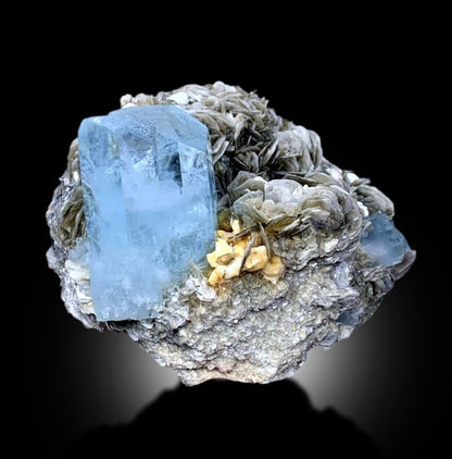 Blue Aquamarines With Muscovite Mica Mineral Specimen From Nagar Pakistan - 640 gram