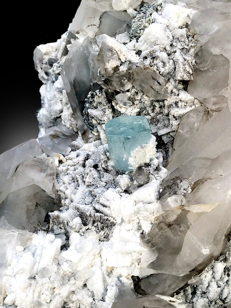 Blue Aquamarine Crystal With Quartz and Albite Mineral Specimen From Skardu Pakistan - 6550 gram