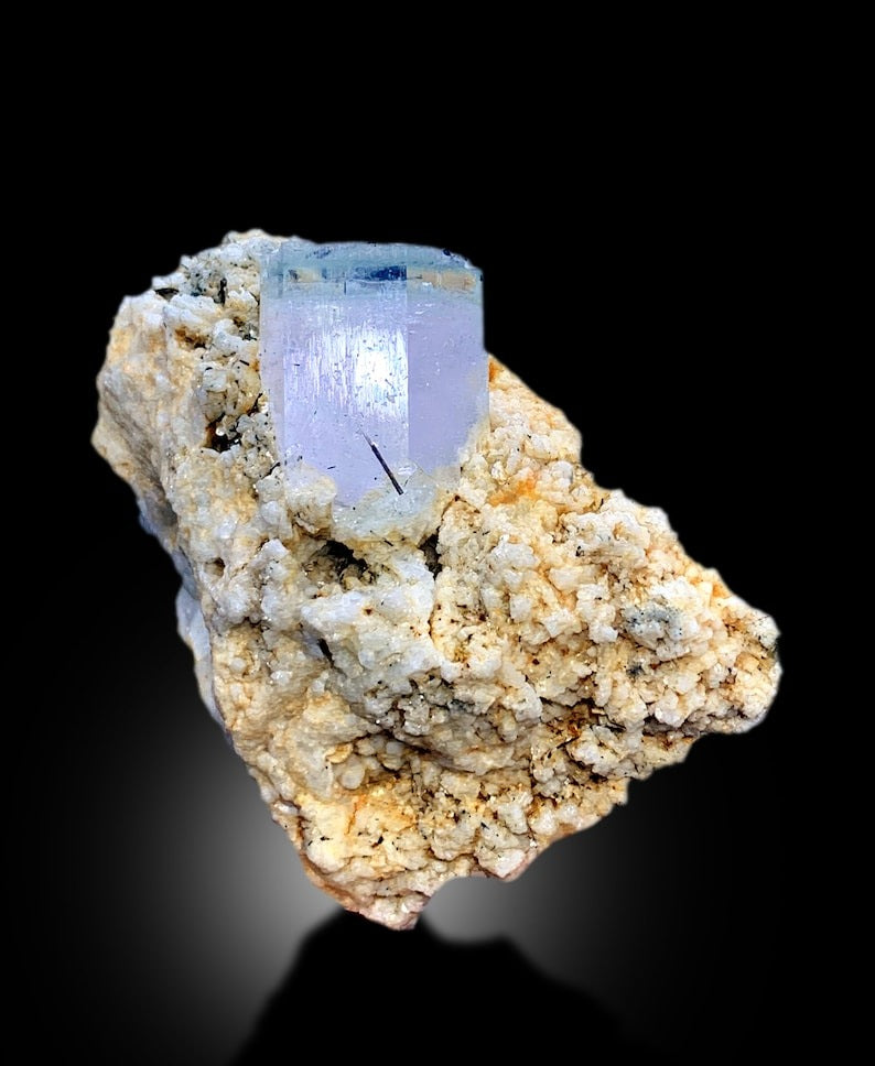 AquaMorganite, Morganite Var Aquamarine, AquaMorganite With Schorl and Feldspar From Skardu Pakistan - 170 gram