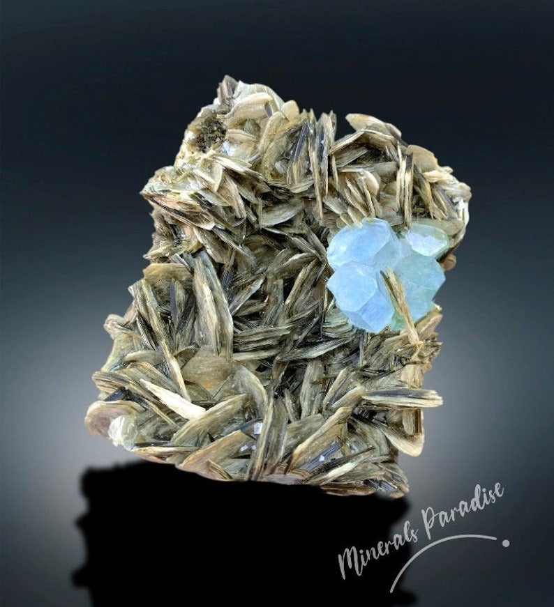 Natural Aquamarine Crystals with Muscovite Mica, Aquamarine Cluster, Aquamarine Specimen, Aquamarine for sale, 1441 gram