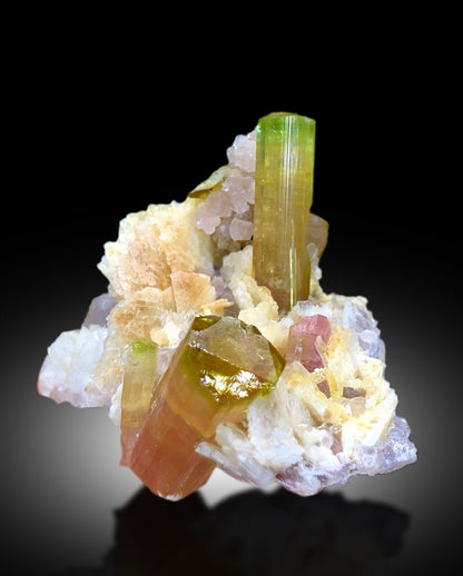 Natural Watermelon Tourmaline Crystals with Lepidolite and Albite, Tourmaline Specimen, Tourmaline from Paprok Afghanistan - 49 gram