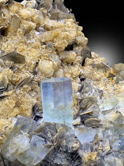 Blue Aquamarines With Calcite and Mica Mineral Specimen From Nagar Mine Pakistan - 2358 gram