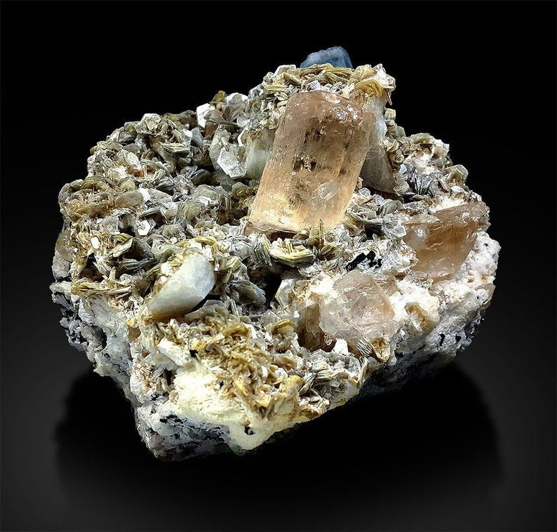 Aquamarine Specimen, Aquamarine With Topaz Schorl Quartz Mica Combo Mineral Specimen, Aquamarine From Shigar Pakistan 1387 g , 131*120 mm