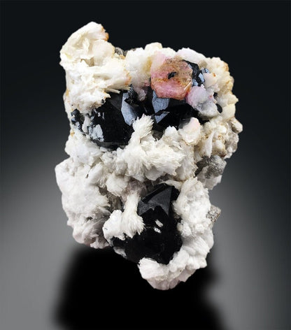 Pink Apatite Crystals with Tantalite, Schorl and Albite, Rare Specimen, Apatite Crystal, Mineral Specimen from Skardu Pakistan, 626 g