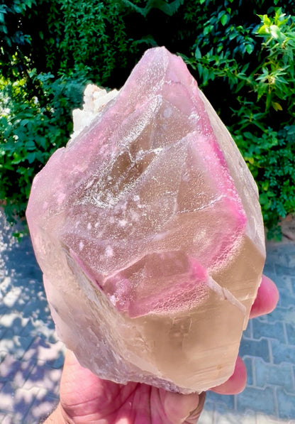 Crystallized Rose Quartz with Tourmaline on Smoky Quartz from Afghanistan, 1830 gram