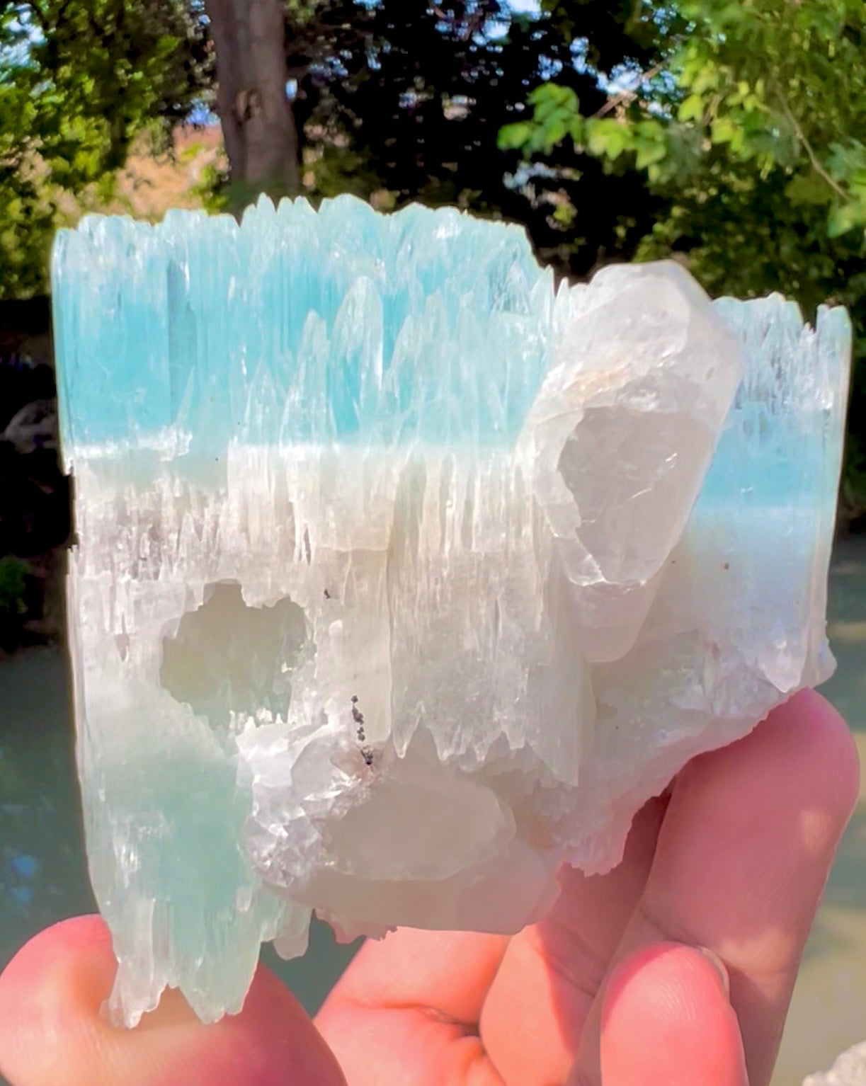 AquaMorganite crystal with Quartz and Feldapar from Pakistan, 240 grams