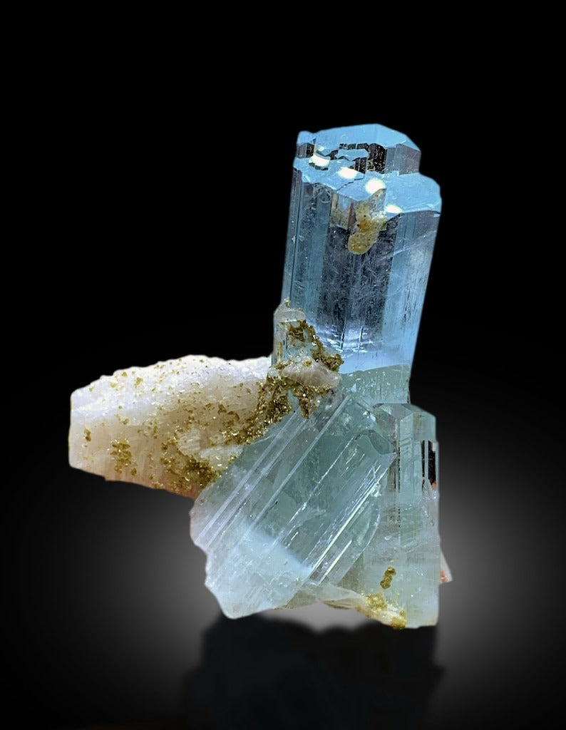 Transparent Sky Blue Color Aquamarine Crystals with Feldspar, Crystal Specimen, Aquamarine Gemstone, Aquamarine Specimen - 43 gram