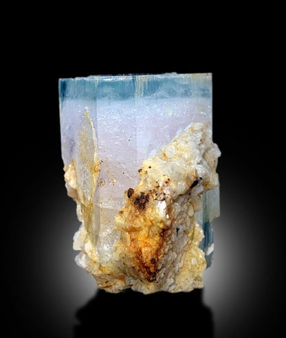 Terminated AquaMorganite With Feldspar Mineral Specimen From Skardu Pakistan - 92 gram