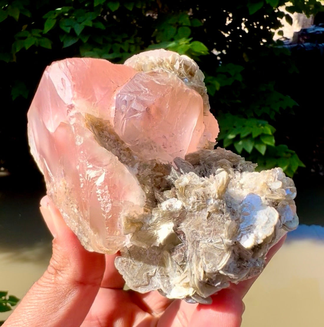 Pink Fluorite on Mica from Pakistan - 401 gram