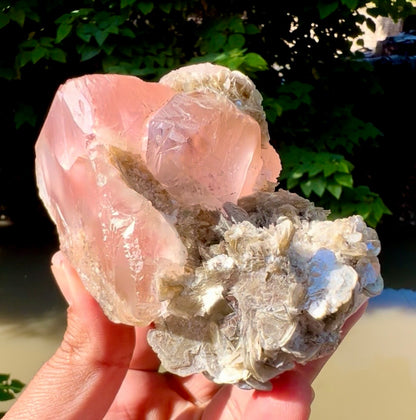 Pink Fluorite on Mica from Pakistan - 401 gram