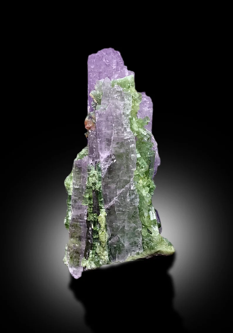 Natural Pink Kunzite With Green Tourmalines Cluster From Afghanistan - 57 gram