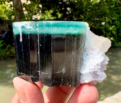 Blue Cap Tourmaline, Pink Lepidolite, Quartz and Albite specimen from Afghanistan, 205 gram