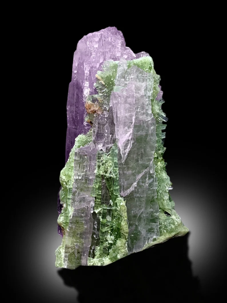 Natural Pink Kunzite With Green Tourmalines Cluster From Afghanistan - 57 gram