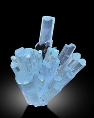 Sky Blue Color Aquamarine Bunch with Schorl Tourmalines from Shigar valley Skardu Pakistan - 40 gram