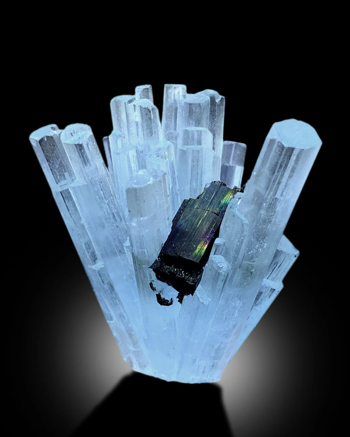 Sky Blue Color Aquamarine Bunch with Schorl Tourmalines from Shigar valley Skardu Pakistan - 40 gram