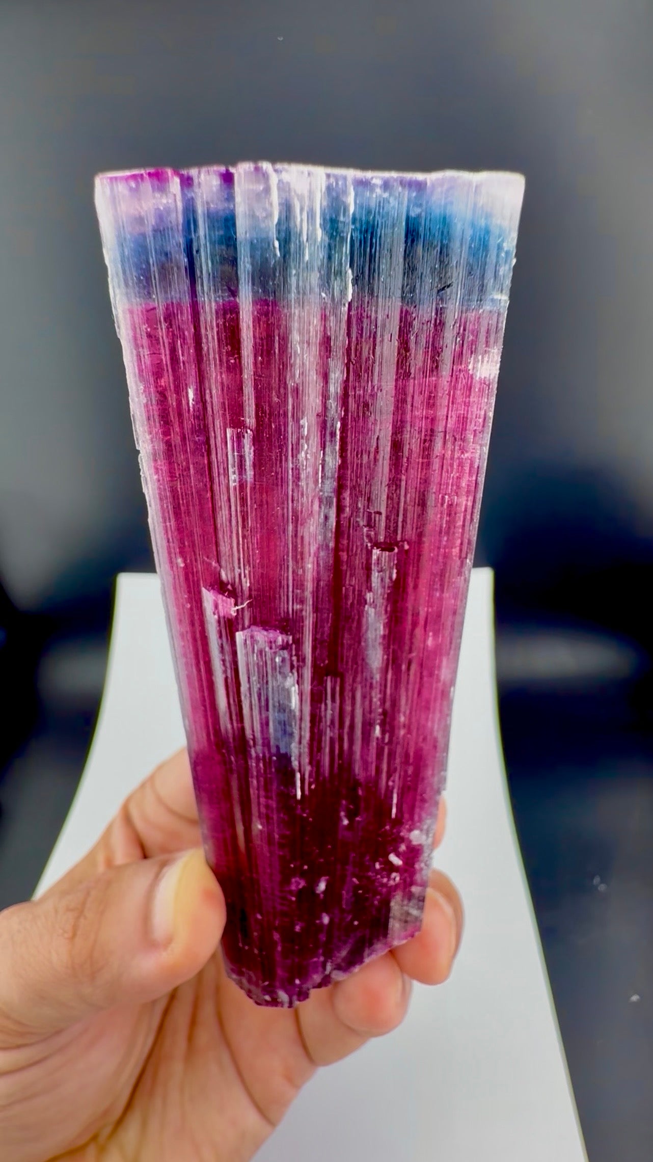 Blue Cap Tourmaline Crystal from Afghanistan, 213 gram