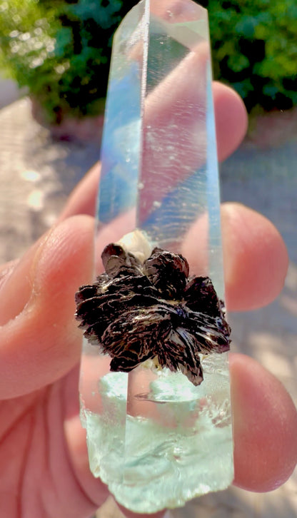 Aquamarine crystal with Hematite Flower from Pakistan, 48 gram