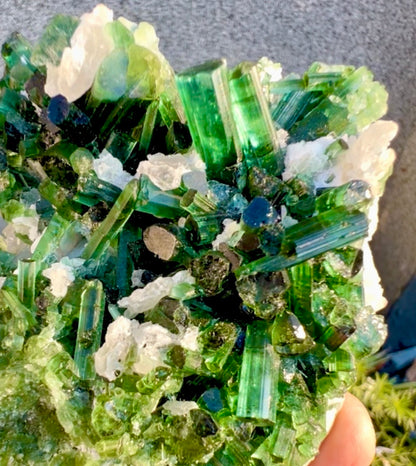 Green Tourmalines with Pink Kunzite from Afghanistan, 291 gram