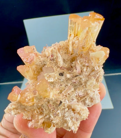 Pink and Orange Tourmaline Crystals Cluster with Lepidolite, 80 Gran