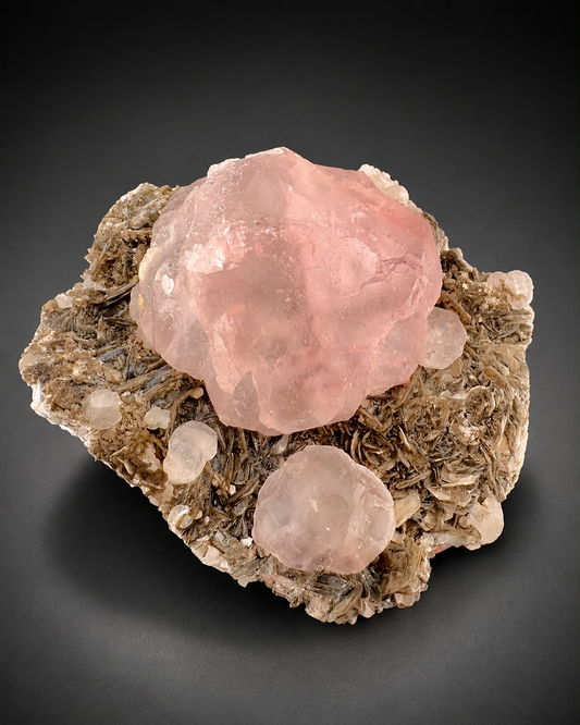 Pink Fluorite on Mica Matrix from Chumar Bakhoor Pakistan, 1619 gran
