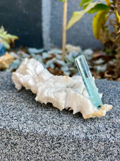 Aquamarine crystal on Albite from Pakistan, 107 gram