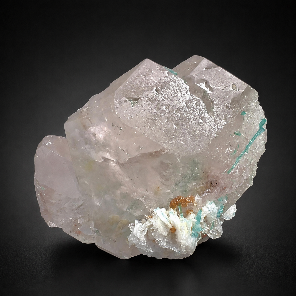 Bicolor Beryl Morganite Aquamarine with Green Tourmaline, Microlite and Albite from Afghanistan, 576 gram