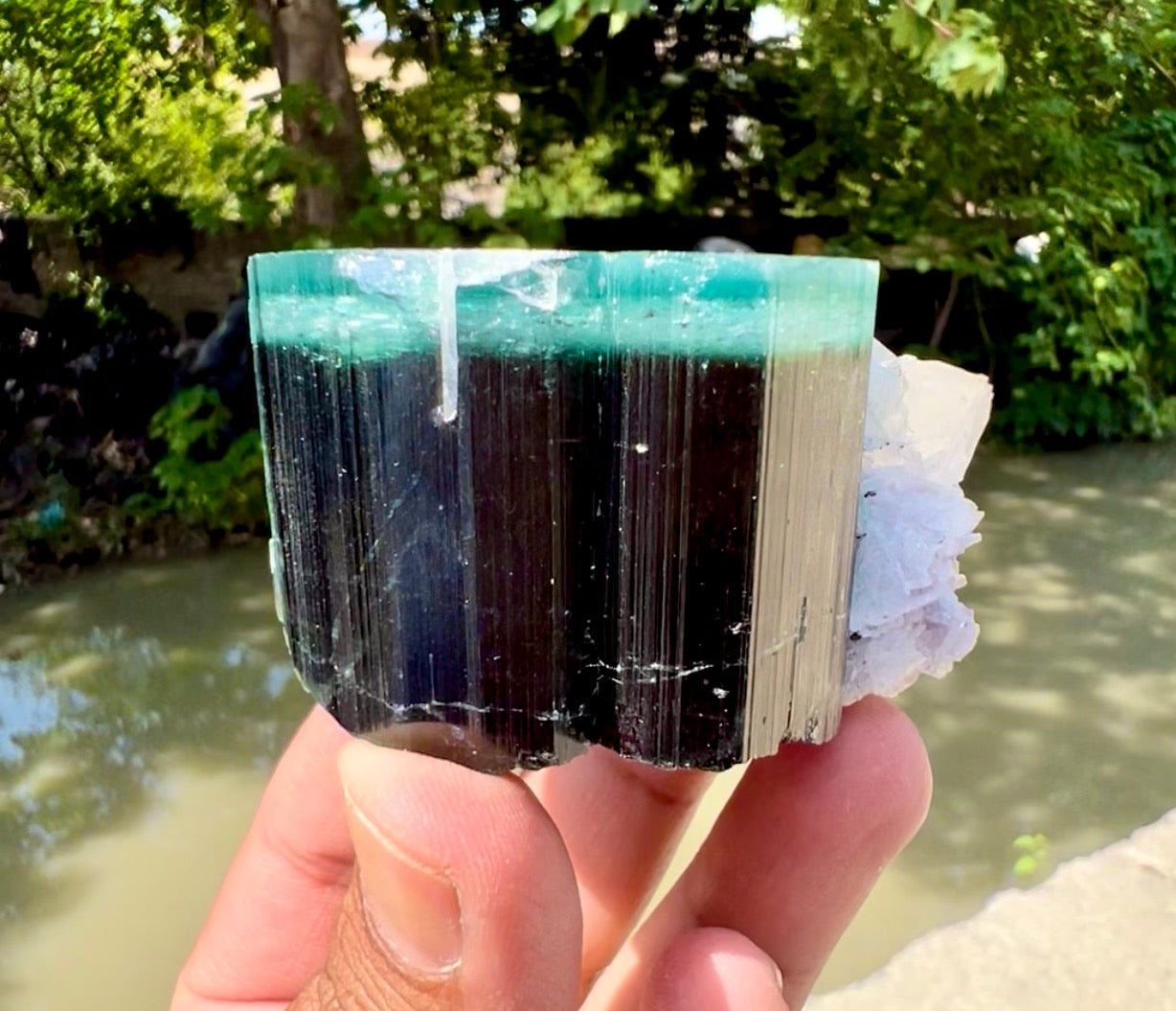 Blue Cap Tourmaline, Pink Lepidolite, Quartz and Albite specimen from Afghanistan, 205 gram