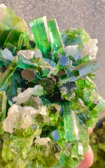Green Tourmalines with Pink Kunzite from Afghanistan, 291 gram