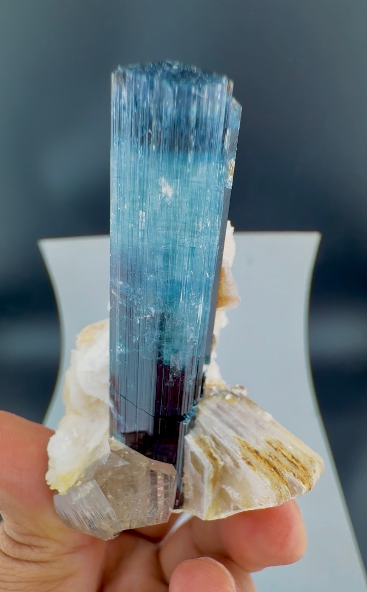 Indicolite Blue Tourmaline with Smoky Quartz, Albite and Mica from Afghanistan, 64 gram