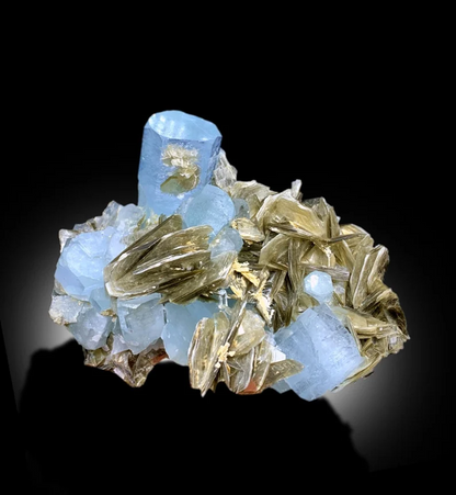 Aquamarine Cluster, Aquamarine Crystals with Mica, Aquamarine Specimen, Muscovite Mica, Crystal Cluster, Mineral Specimen, 830 gram