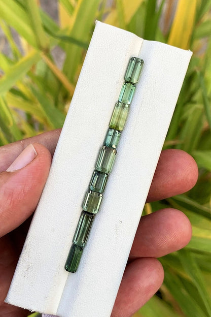 Mint Green Tourmaline Loose Gemstone Set, Emerald Cut Tourmalines For Bracelet Jewelry, Natural Tourmaline for October Birthstone, 11 CT