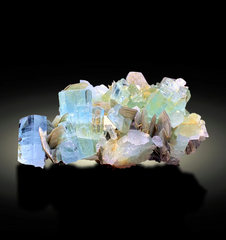 Natural Blue Color Aquamarine Cluster with Muscovite Mica, Aquamarine Bunch, Aquamarine from Nagar valley Gilgit Pakistan - 510 gram