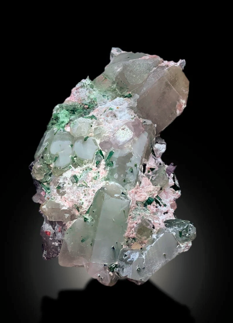 Pink Morganite With Green Tourmalines Kunzite Quartz and Albite Combine Specimen From Afghanistan - 3654 gram