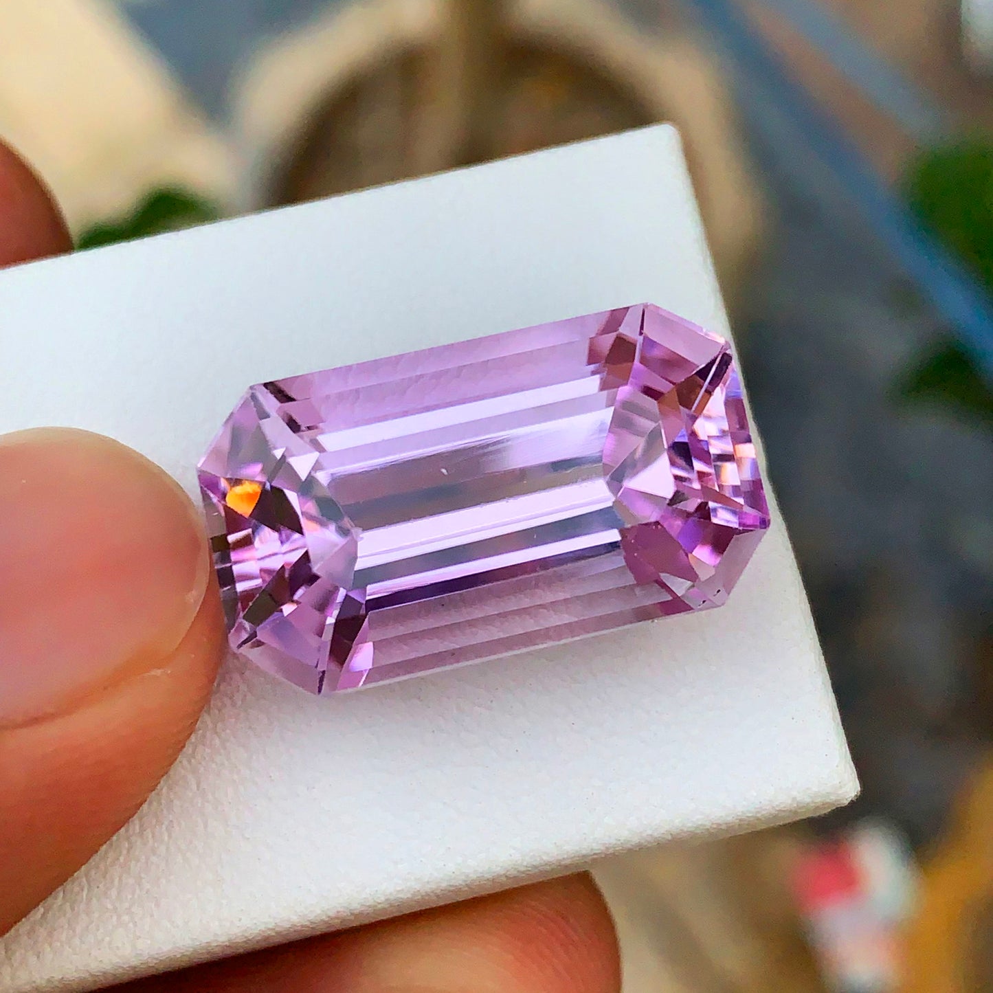 Lilac Kunzite Gemstone, Natural Kunzite Jewelry Stone, Emerald Cut Kunzite