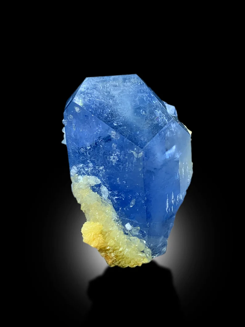 Natural Terminated Blue Celestine Crystal With Calcite, CelestineSpecimen, Celestine from Baghdis, Afghanistan - 30 gram