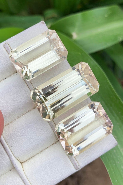 Emerald Shape Yellow Kunzite Gemstone Set, Flawless Faceted Kunzite Cut Stones, Kunzites For Jewelry Making, Gemstones Jewelry Set, 75.5 CT