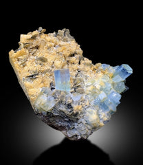 Blue Aquamarines With Calcite and Mica Mineral Specimen From Nagar Mine Pakistan - 2358 gram