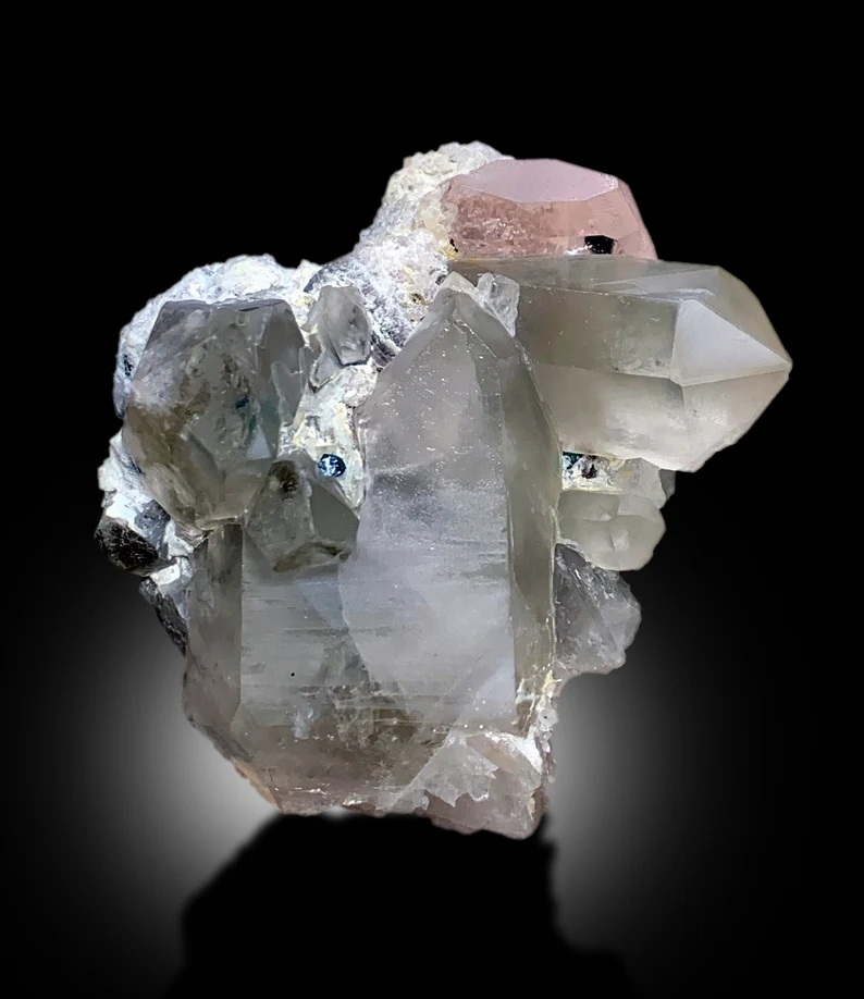 Pink Morganite With Tourmaline, Quartz and Albite Mineral Specimen From Afghanistan - 340 gram