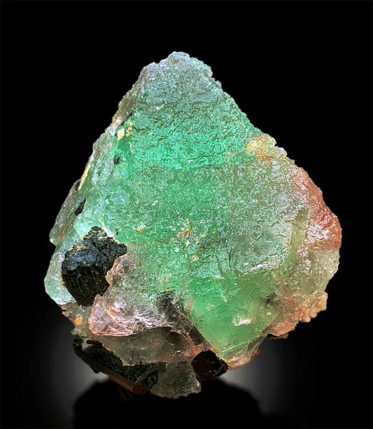 Bicolor Fluorite with Tourmaline Crystals, Pink Fluorite Specimen, Green Fluorite stone, Mineral Specimen, Schorl Crystals, 771g