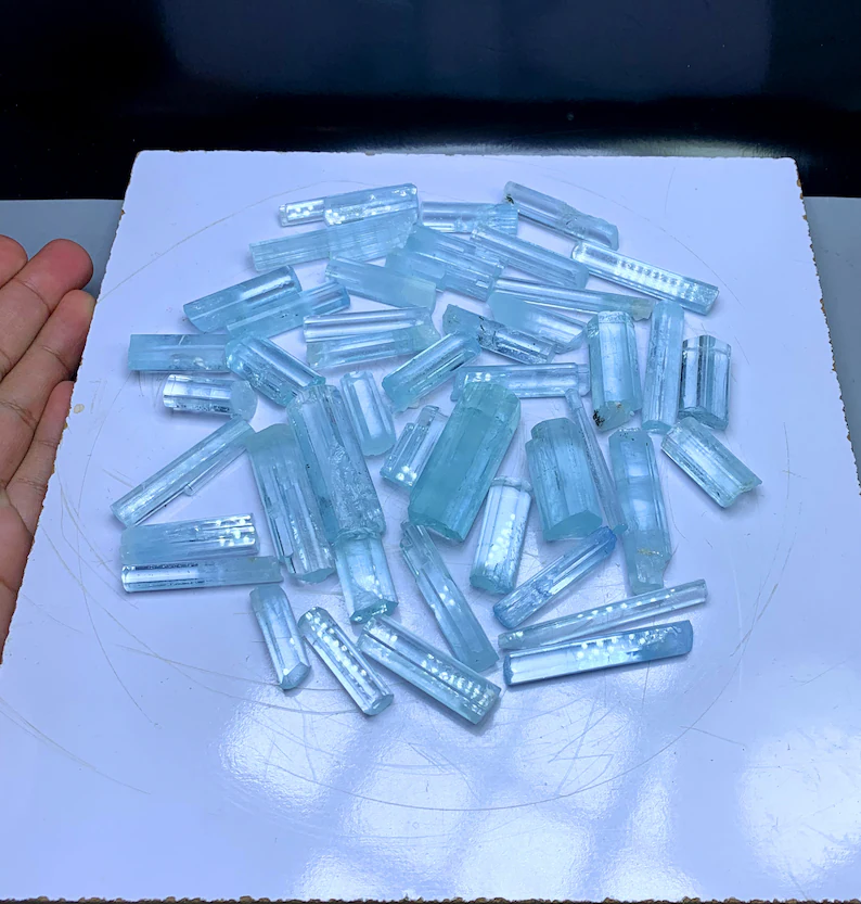 Terminated Facet Grade Sky Blue Color Aquamarine Crystals Parcel, Aquamarine Lot, Wholesale Crystals, Aquamarine Gemstone - 430 g