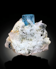 Natural Deep Blue Aquamarine Crystal with Schorl, Albite and Quartz Mineral Specimen from Haramosh Skardu Pakistan - 406 gram