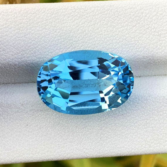 Beautiful Swiss Blue Topaz Loose Gemstone, Electric Blue Topaz Gemstone, Oval Topaz Cut Stone, Faceted Topaz For Jewelry Making, 20.5 CT