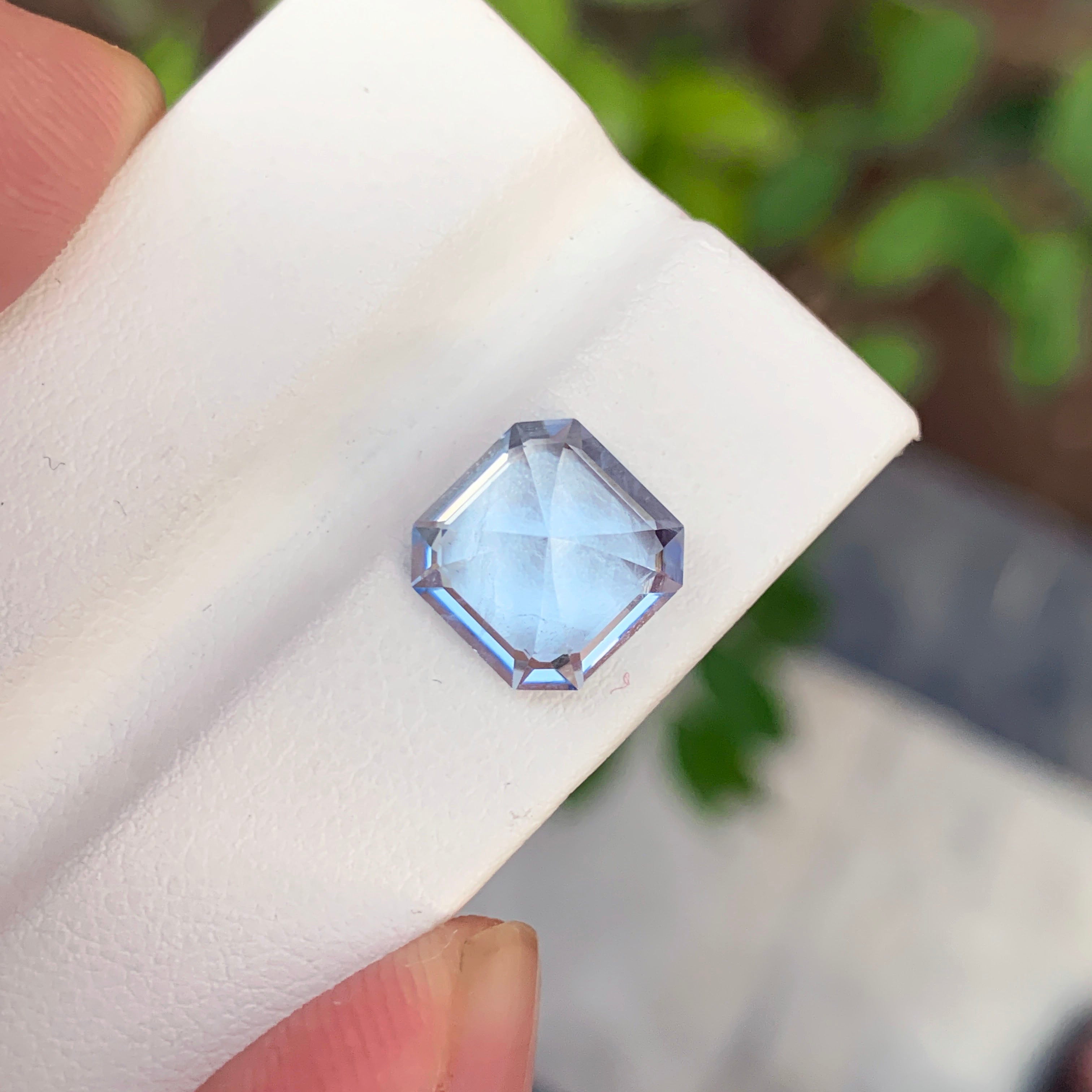 Ascher Cut Aquamarine Stone For Ring, Faceted Aquamarine Gemstone, 4.95 ct