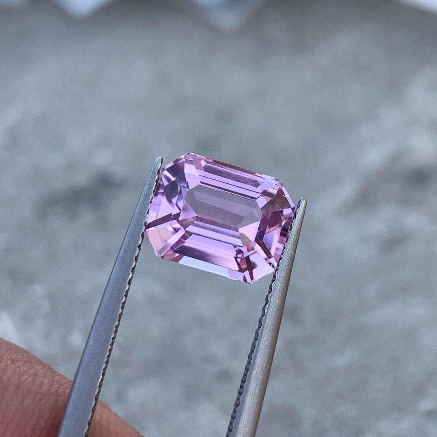 Lilac Pink Kunzite Loose Stone For Ring, Emerald Kunzite Gemstone, 4.50 CT