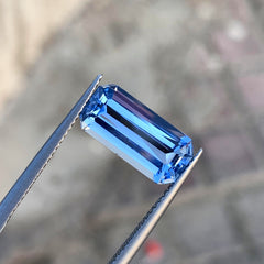 Emerald Cut Aquamarine Gemstone, Deep Blue Aquamarine Ring Stone, 4.10 CT