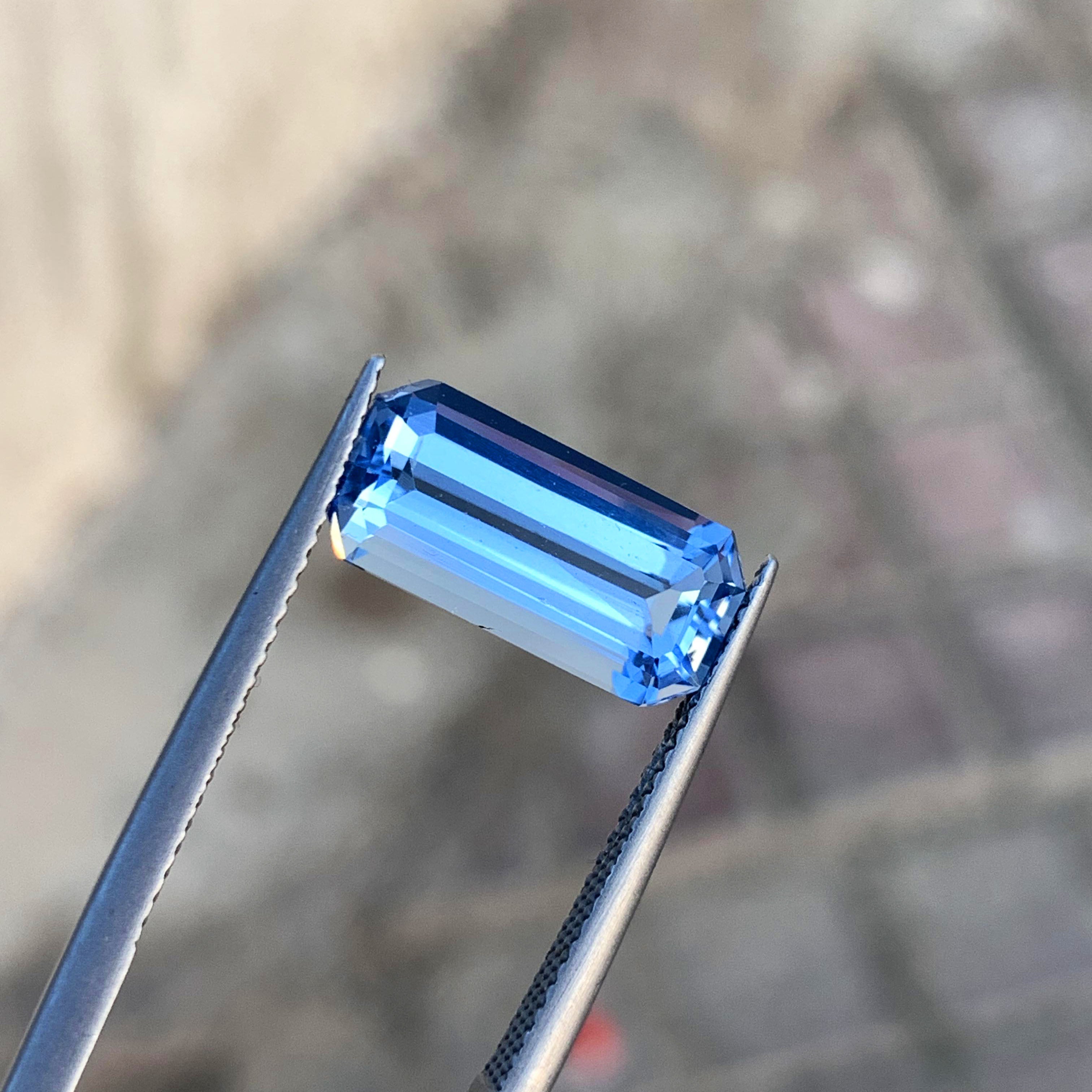 Emerald Cut Aquamarine Gemstone, Deep Blue Aquamarine Ring Stone, 4.10 CT