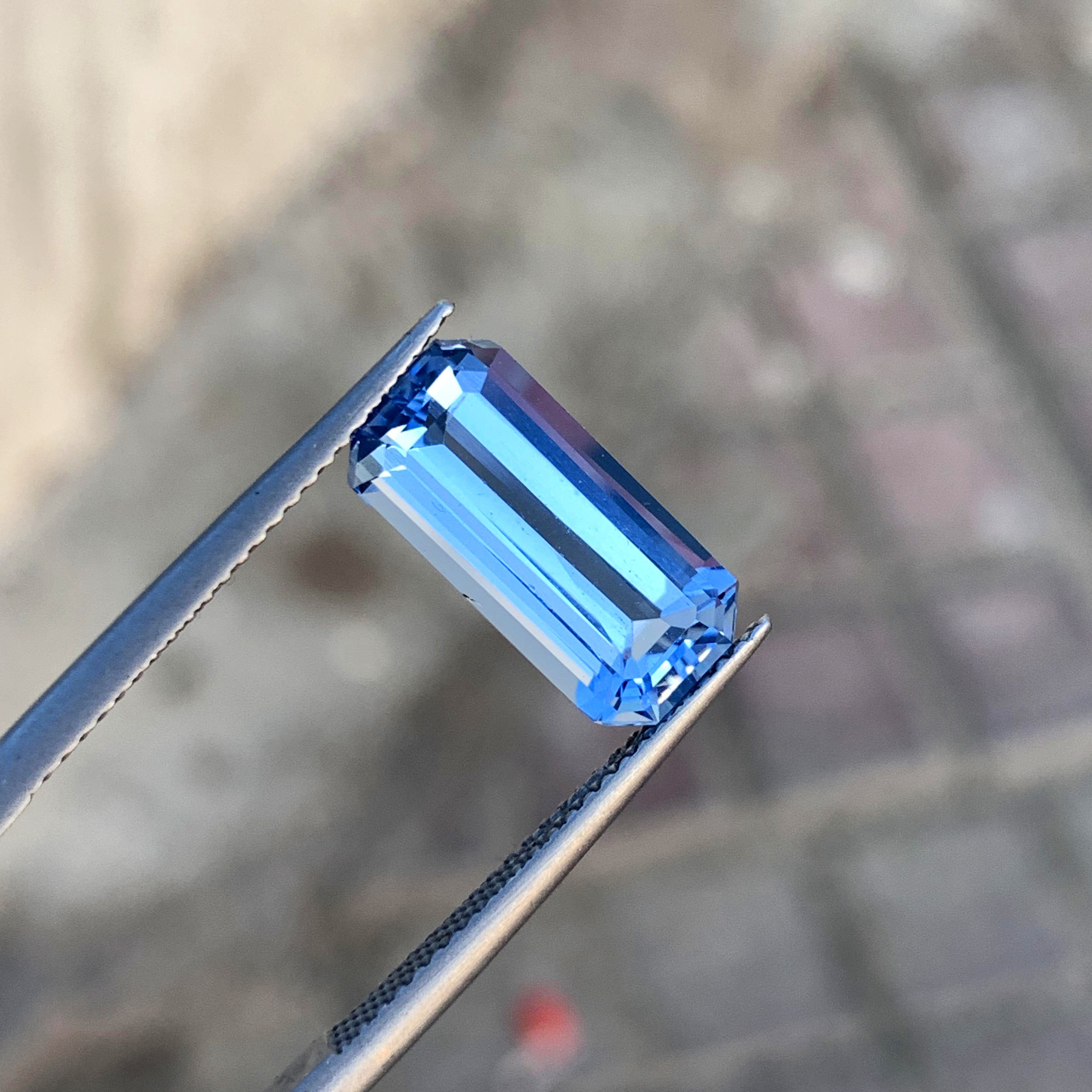 Emerald Cut Aquamarine Gemstone, Deep Blue Aquamarine Ring Stone, 4.10 CT