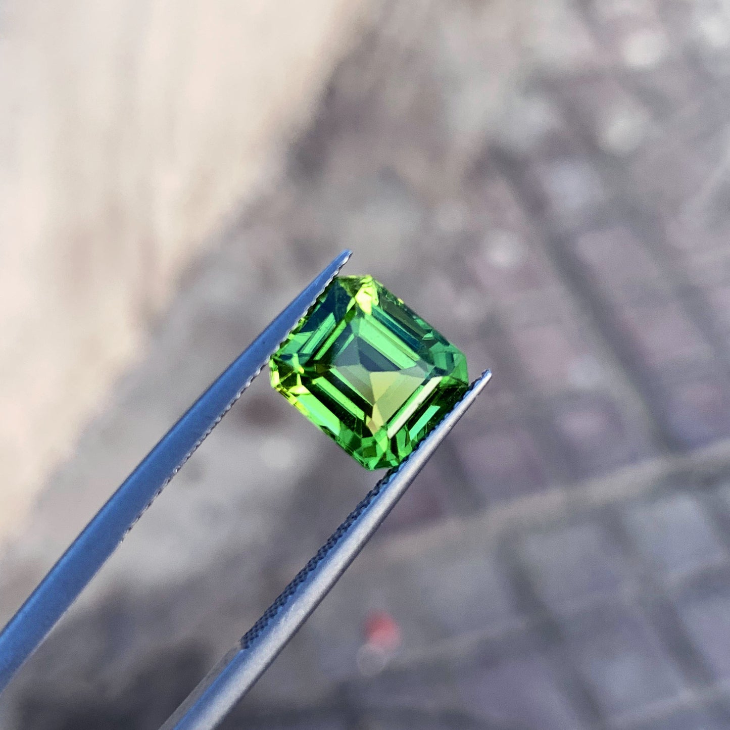 Asscher Cut Peridot Gemstone, Burma Peridot Loose Stone For Ring, 4.40 CT