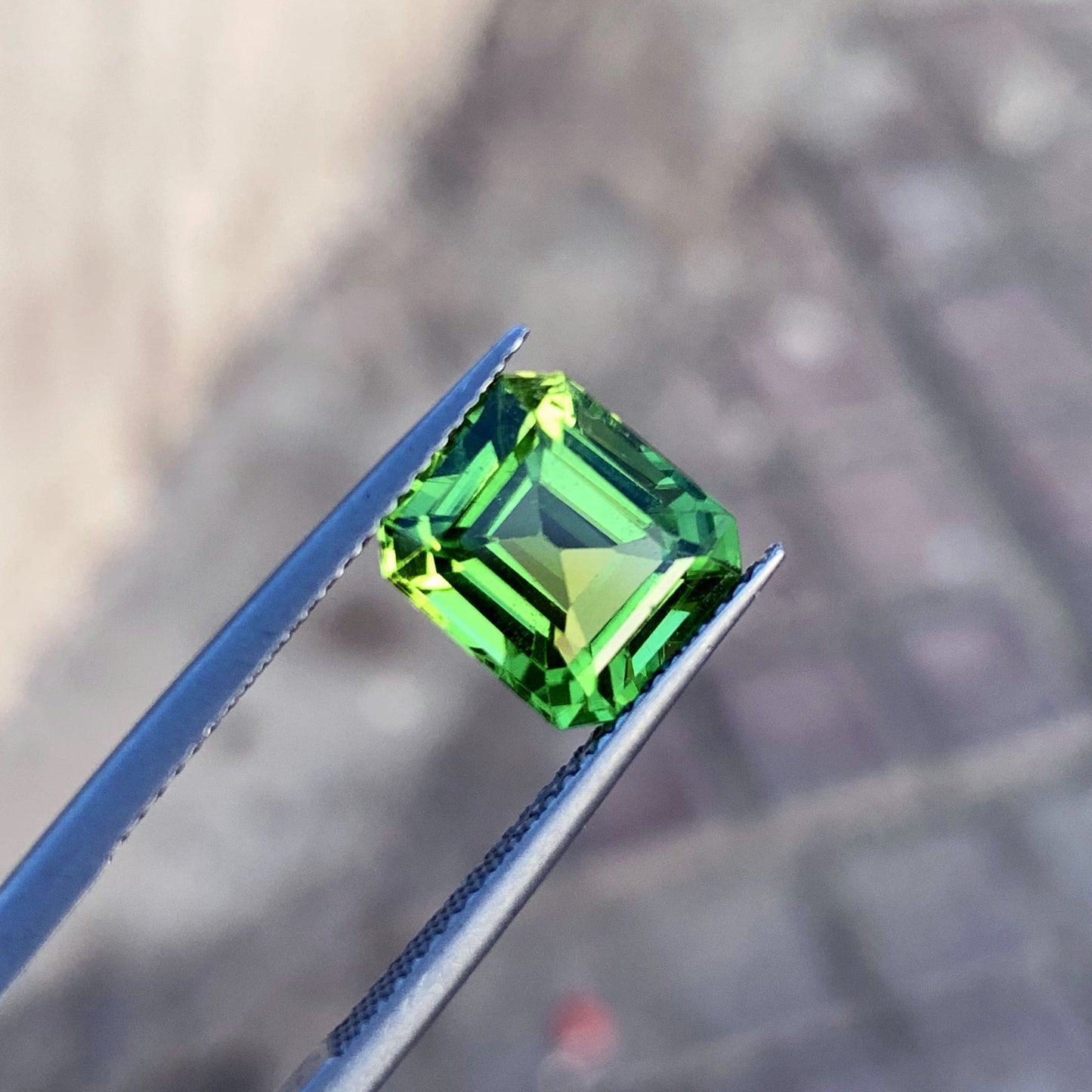 Asscher Cut Peridot Gemstone, Burma Peridot Loose Stone For Ring, 4.40 CT